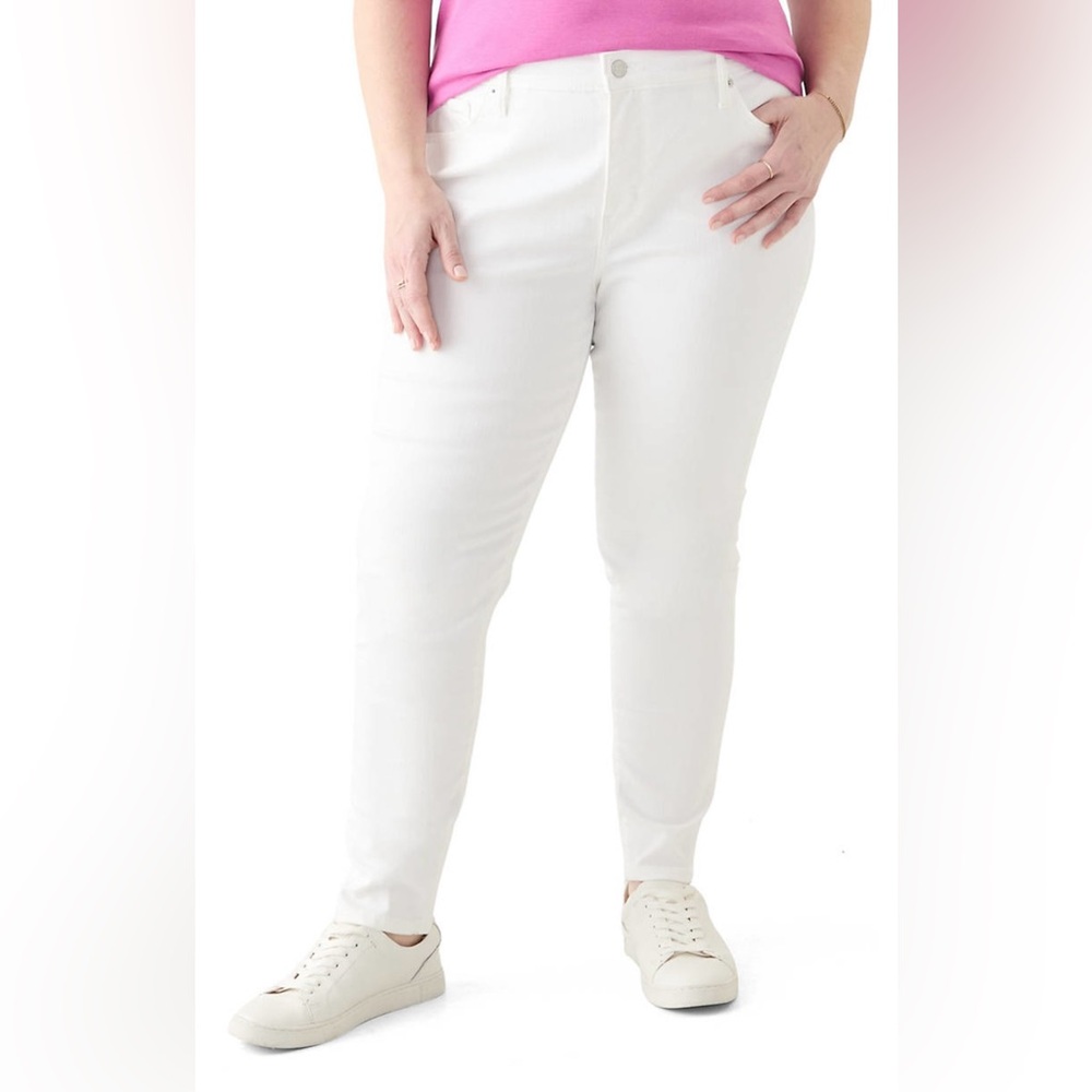 Women's White Jeans New Skinny Fit Cotton Pants Plus Size 20 Soft Crown & Ivy